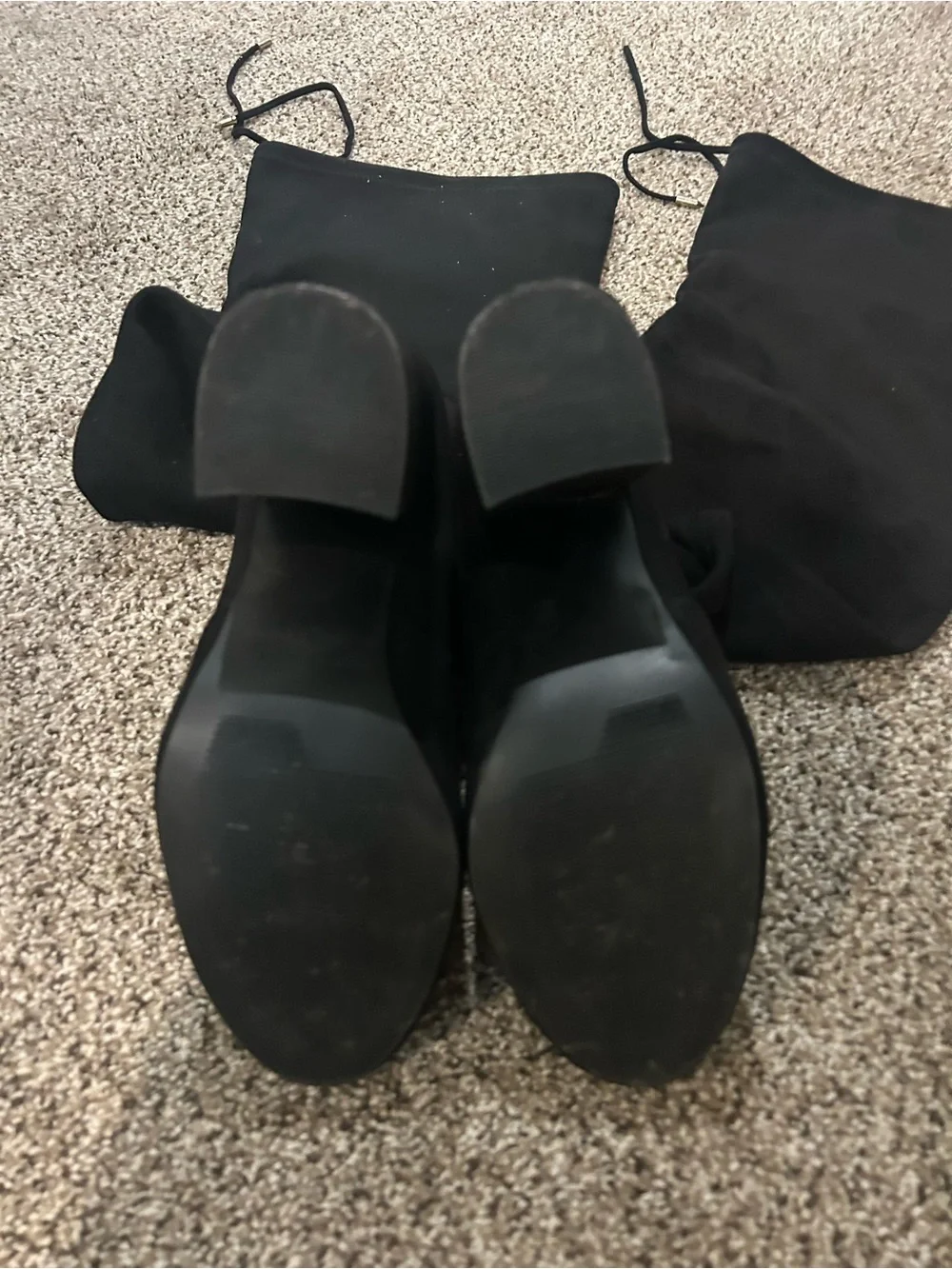 Steve Madden Norri Over-the-Knee Black Suede Block Heel Boots - Women's